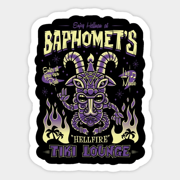 Baphomet - Hellfire Tiki Lounge - Occult - Surfing Sticker by Nemons